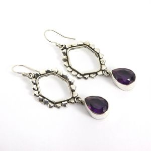Sterling Silver .925 African Amethyst Earrings